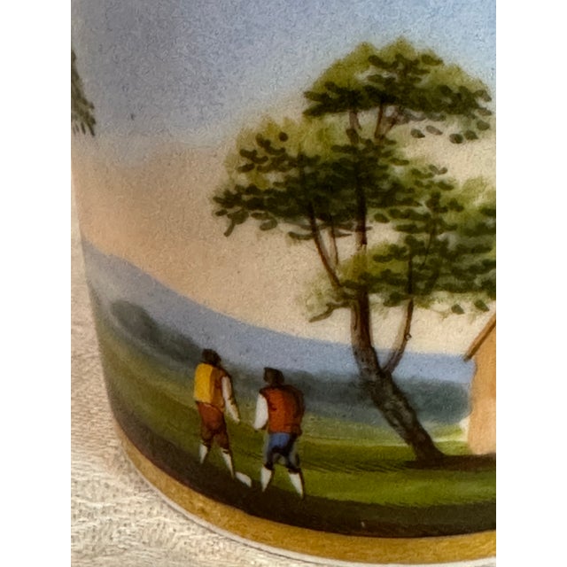 Antique Old Paris Porcelain Coffee Cup & Deep Saucer, Hand-Painted Landscape, Circa 1810 For Sale - Image 11 of 13
