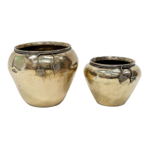 Late 20th Century Pair of Brass Pots, Vessels, Planters