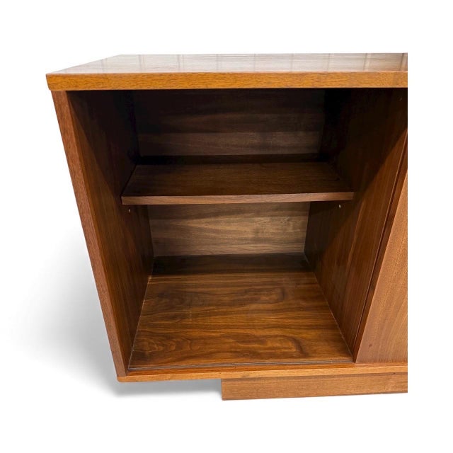 Wood Mid-Century Modern Walnut Tambour Door Sideboard & Bar Cabinet For Sale - Image 7 of 10