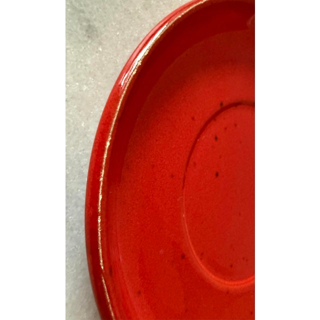 Set of 9 Red Gerz West Germany Pottery Saucers For Sale - Image 9 of 9