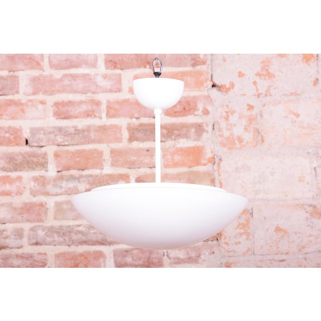 1960s Mid-Century Chandelier in Lacquered Metal and Opal Glass, Czech, 1960s For Sale - Image 5 of 9
