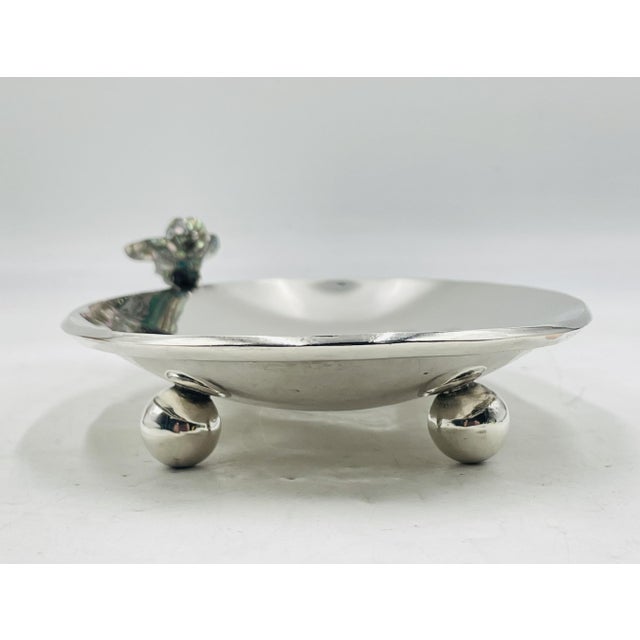 Silver Vintage Footed Tray With Abalone Bird by Los Castillo, Mexican Modernism For Sale - Image 8 of 18