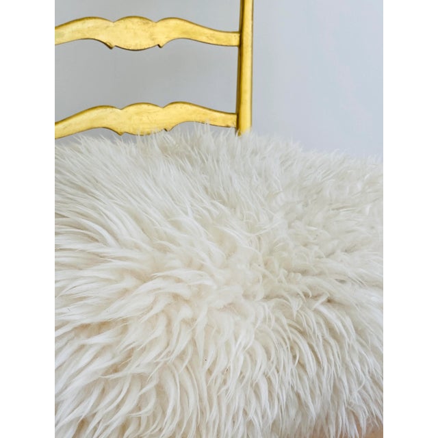 Wood 1940s Vintage Italian Gilded Chair with Sheepskin For Sale - Image 7 of 13