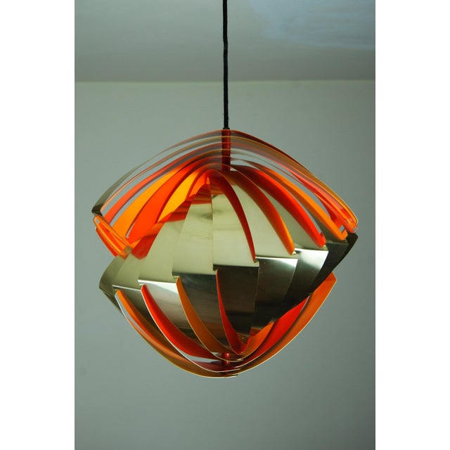 Konkylie Pendant by Louis Weisdorf for Lyfa, Denmark – 1964 Rare early edition with gold exterior and yellow/orange...