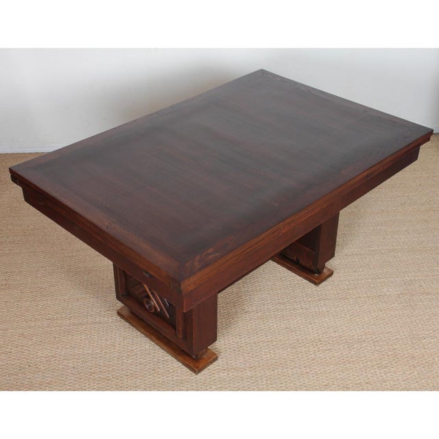 Brown Dining Table in the style of Charles Dudouyt, 1940 For Sale - Image 8 of 11