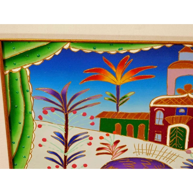 Yuri Gorbachev "Cat and Kitten Near Window in Winter" Oil and Gold Enamel Canvas For Sale - Image 4 of 8
