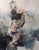 Respite by Jaclyn Alderete | Oil on panel of a figure kneeling near water For Sale