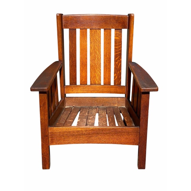 Antique Arts & Crafts Mission Oak Chair Stickley Brothers Quaint Furniture For Sale In Boston - Image 6 of 12
