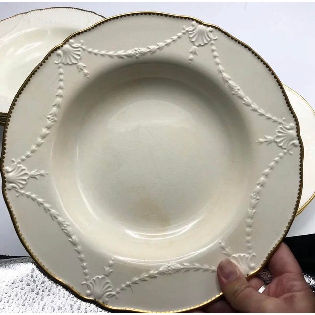 Ivory Antique Victorian Minton Ironstone Bowls With Molded Swag & Shell Decoration – Set of 6 For Sale - Image 8 of 11