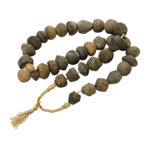 Mid-Century Vintage Gray Clay African Hand-Carved Beads