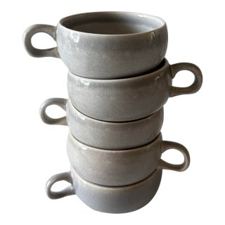 Set of 5 Mid Century Russel Wright Steubenville Medium Gray Coffee Cups For Sale