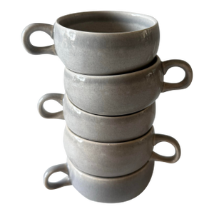 Set of 5 Mid Century Russel Wright Steubenville Medium Gray Coffee Cups