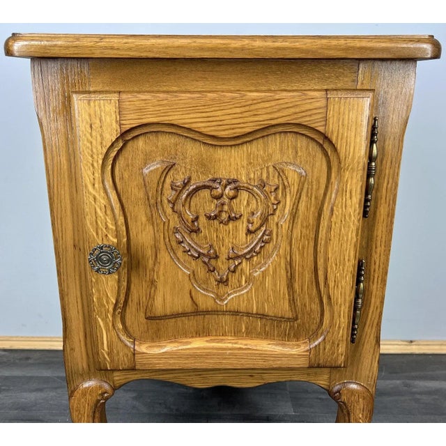 Vintage French Bedside Table in Oak For Sale - Image 5 of 9