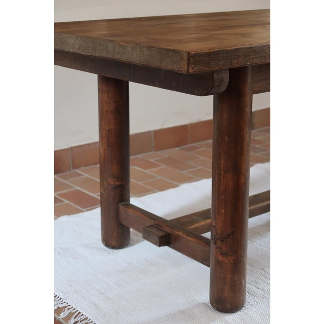 Brutalist Dining Table in Pine attributed to Georges Robert, France, 1960s For Sale - Image 4 of 14