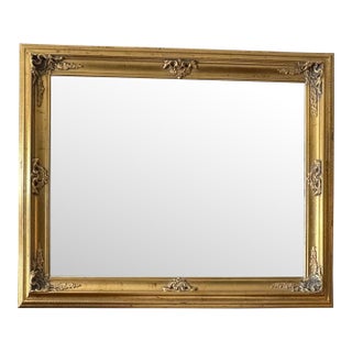 Vintage Large Ornate Gilt Framed Beveled Wall Mirror, 39 X 49 For Sale