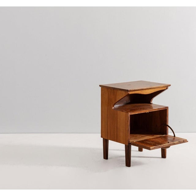 Wooden Bedside Table with Pull-Out Top attributed to Mario Cereghini, 1940s For Sale - Image 4 of 7