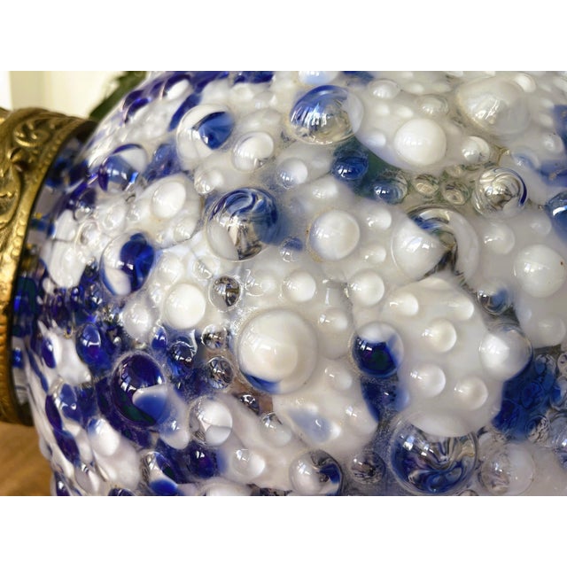 Large Portuguese Regency Style Blue Glass Crowned Chandelier attributed to Marinha Grande, 1970s For Sale - Image 10 of 14