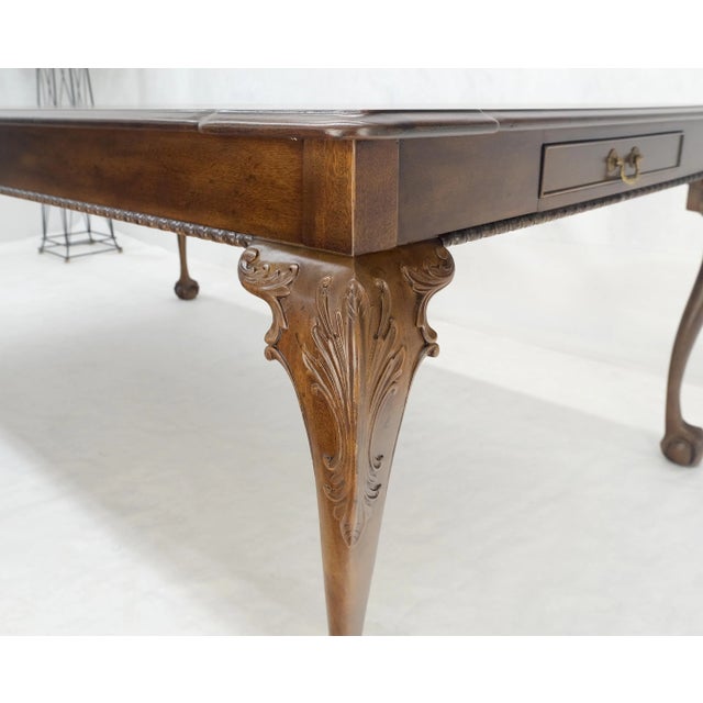 Henredon Banded Burl Walnut Ball & Claw Feet Chippendale Dining Table 2 Ext MINT 2x24" leaves