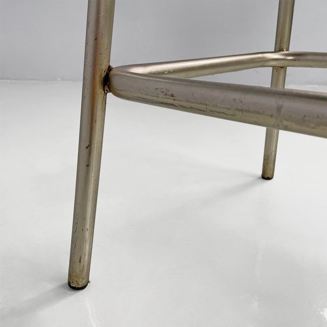 Italian Modern Stools in Metal and Black Leather, 1970s, Set of 4 For Sale - Image 18 of 18