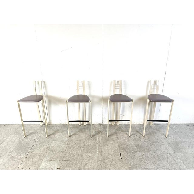 Vintage Chrome Wire Bar Stools, 1980s, Set of 4 For Sale - Image 4 of 9