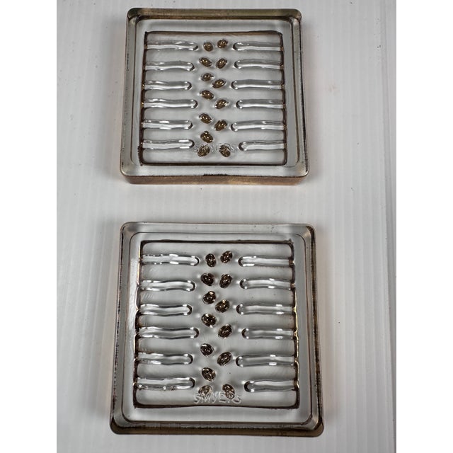 1960s Smeyers Art Glass Coasters With Wooden Holder, Hollywood Regency Barware – Set of 6 For Sale - Image 10 of 12