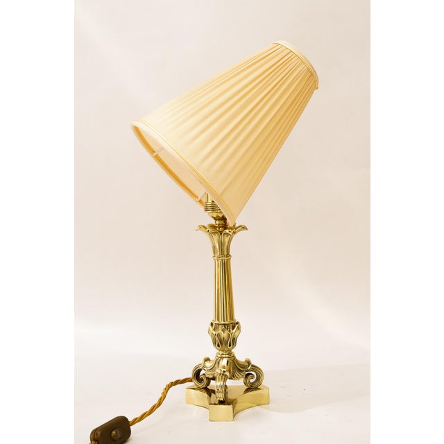 Historistic Table Lamp with Fabric Shade, Vienna, 1890s For Sale - Image 3 of 15