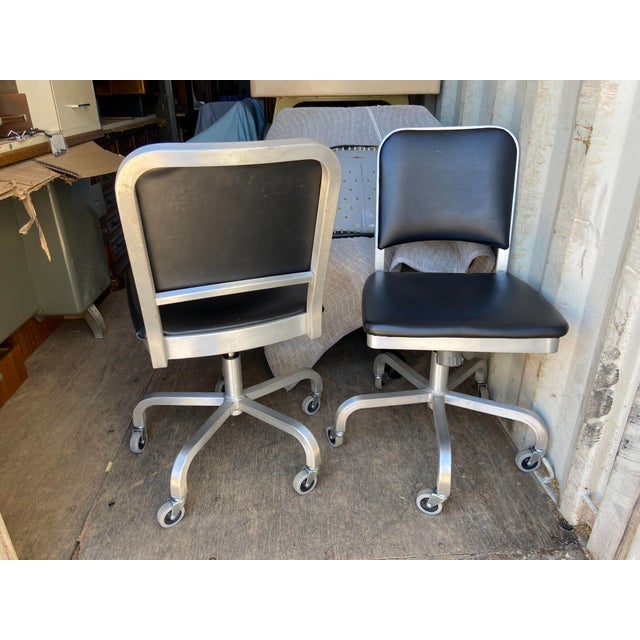 2000s Pair of Emeco Navy Swivel Desk Chairs Chairish