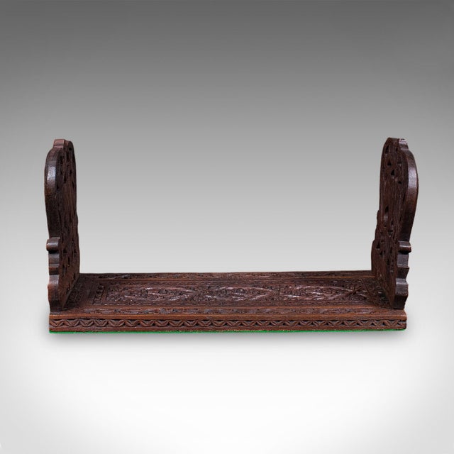 English Vintage Elephant Motif Book Slide, Anglo-Indian, Teak, Library Stand, Art Deco For Sale - Image 3 of 10
