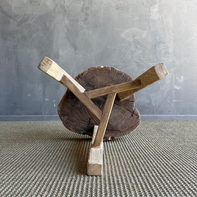 Vintage Elm Wood Chop Block Table For Sale In Los Angeles - Image 6 of 8