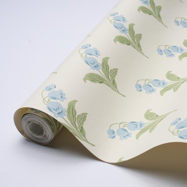 Schumacher SAMPLE - Schumacher Lily Of The Valley Wallpaper In Bluebell For Sale - Image 4 of 4