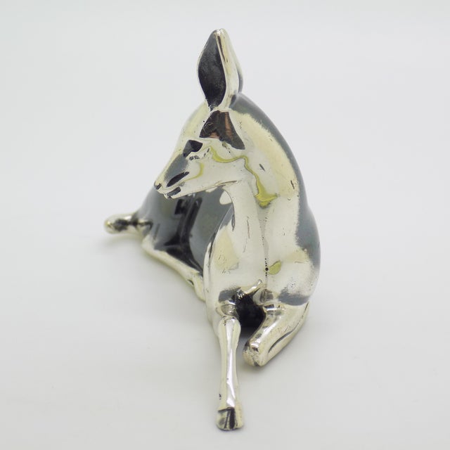 1990s Vintage Italian Sterling Silver 925 Lying Fawn Deer Figurine from Saturno, Arezzo, 1990s For Sale - Image 5 of 14