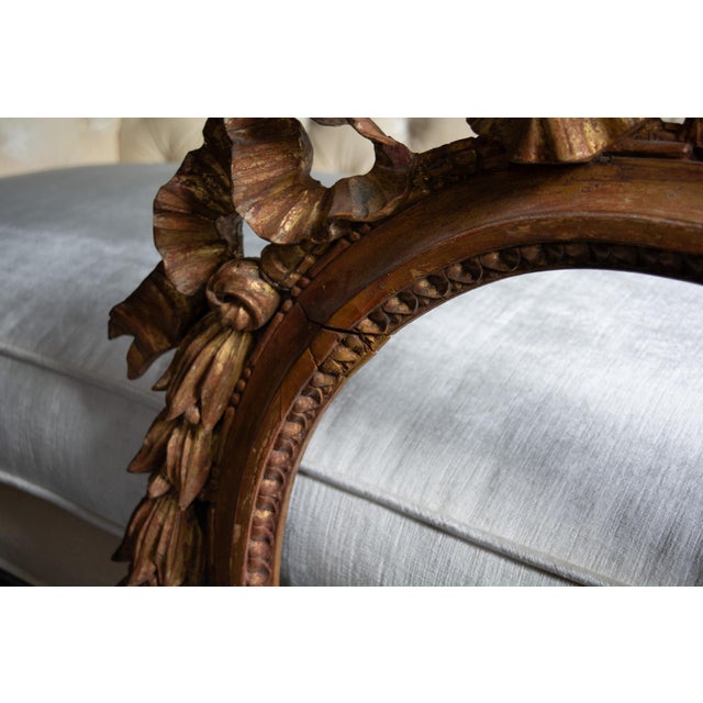 Antique Circa 18th-19th Century French Neoclassical Giltwood Frame Filigree Hand Carved Ribbon Mirror Frame For Sale - Image 11 of 15