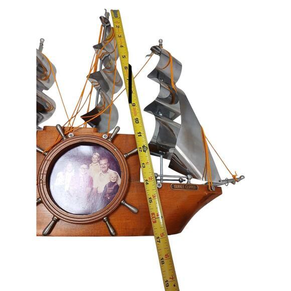 1950s Yankee Clipper Ship Wooden Sailing Boat‎ Wood Mantel Display Decor Vintage For Sale - Image 15 of 15