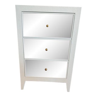 Made Goods Shagreen & Antique Mirror Nightstand – 3 Drawer – Designer Piece For Sale