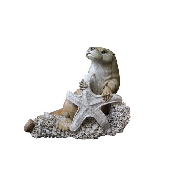 Realism Kevin Peters "Get Your Own Starfish" Brazilian Soapstone Sea Otter Sculpture For Sale - Image 3 of 13