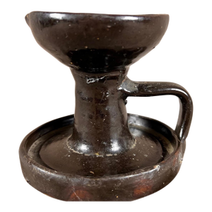 19th Century Signed "Chambers" American Redware Grease Lamp