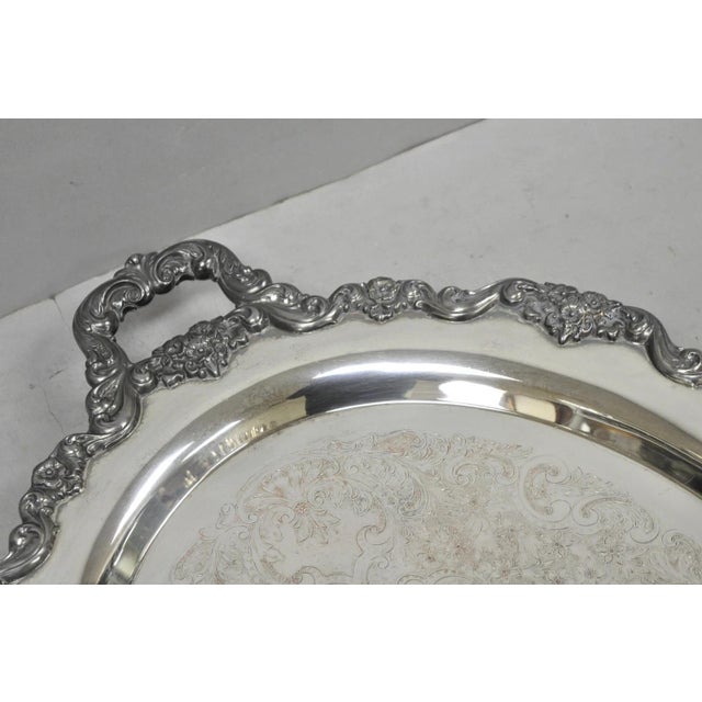 Vintage Poole 400 Lancaster Rose Silver Plated Bar Serving Platter Tray on Feet For Sale In Philadelphia - Image 6 of 14