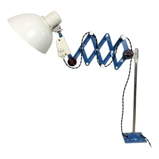 Industrial East German Scissor Table Lamp from Veb Zweckleuchtenbau Dresden, 1950s For Sale