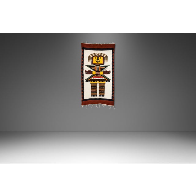Mexican Meso-American Aztec Hand-Woven Tapestry Folk Art / Wall Art, Mexico, C. 1970's For Sale - Image 3 of 10