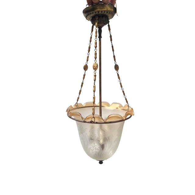 Art Deco Etched Glass Bell Jar Hall Lantern Light, Circa 1930s For Sale In Los Angeles - Image 6 of 16