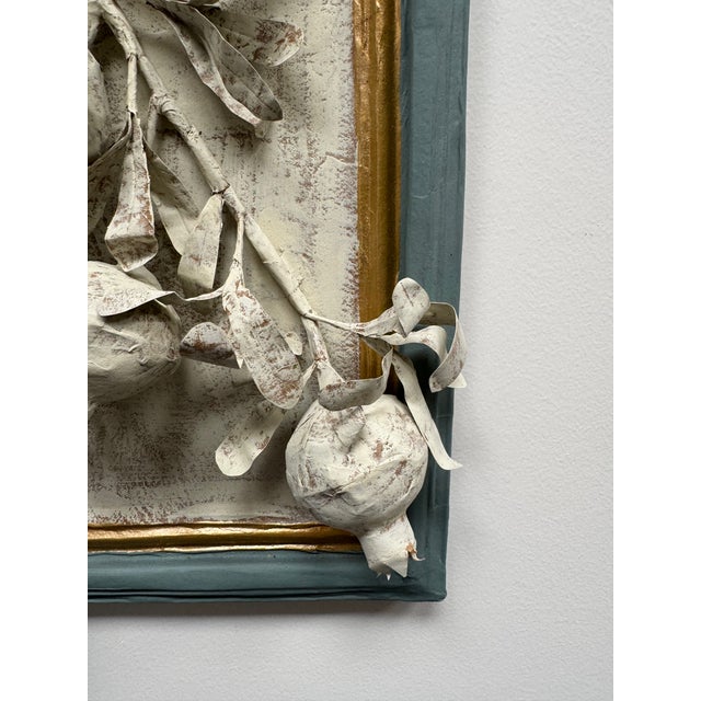 Hand made papier mache three dimensional botanical. Everything is papier mache including the frame.