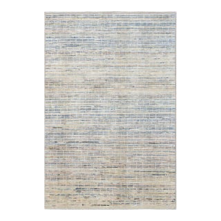Blue & Cream Modern Wool Rug For Sale