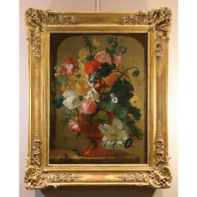 Cerchia Di Jan Van Huysum, Still Life Flowers, 1750, Oil on Canvas For Sale - Image 16 of 16