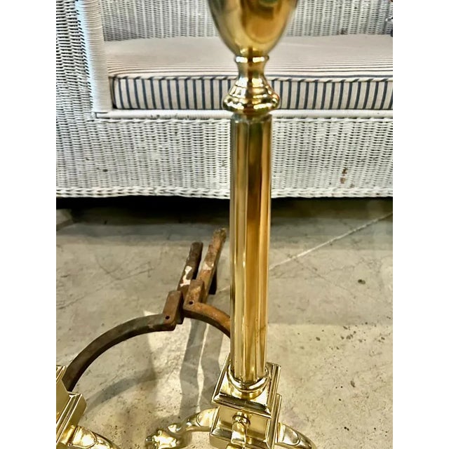 Federal Classical Brass Andirons For Sale In Los Angeles - Image 6 of 9