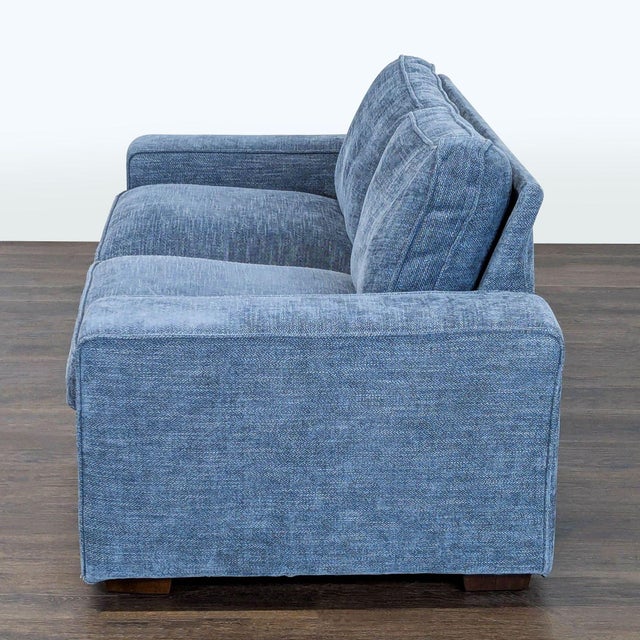 Modern Modern Blue 2-Seat Sofa With Wide Arms For Sale - Image 3 of 7