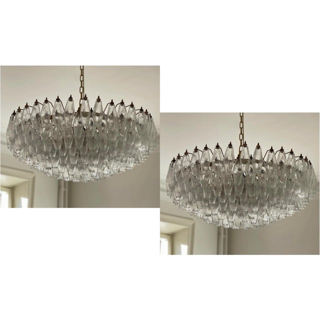 Large Murano Chandeliers in the style of Carlo Scarpa, Set of 2 For Sale - Image 11 of 11