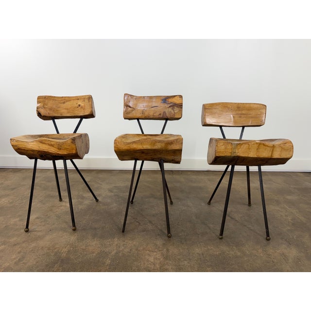 Brown Mid 20th Century Set of Three Sculptural Brutalist Organic Mexican Modern Dining / Accent Chairs For Sale - Image 8 of 18