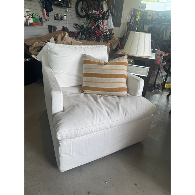 Restoration Hardware Club Chair in White Canvas. Very comfortable and sturdy!
