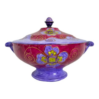 Signed Soizick De La Bruguiere Painted Porcelain Tureen Limoges France For Sale