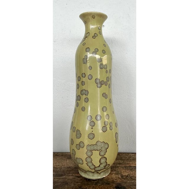 Vintage Yellow Crystalline Glazed Ceramic Vase For Sale In West Palm - Image 6 of 12
